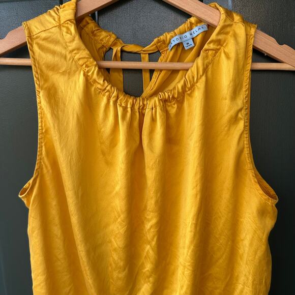 Antonio Melani Silk Tank Top Mustard Gold Quiet Luxury Minimalist Capsule M - Picture 3 of 7